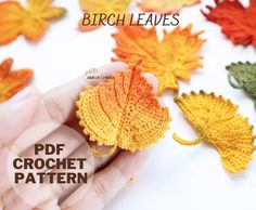 Crochet Pattern Fall Leaves Applique Simple Crochet Leaf Pattern, Autumn Leaf Crochet, Crocheted Leaf Pattern Free, Crochet Maple Leaf Pattern Free, Autumn Crochet Patterns Free, Crochet Fall Leaf, Crochet Fall Leaves, Crochet Maple Leaf, Leaves Crochet