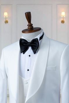 Three Piece White Shawl Lapel Men's Tuxedo Wedding - Etsy Ghana Tailored Tuxedo With Notch Lapel For Ceremonies, Tailored Notch Lapel Tuxedo For Ceremonies, Classic White Sets For Black Tie Occasions, Tailored Double Breasted Tuxedo Suit For Ceremony, Classic Tuxedo With Suit Collar For Ceremony, White Double Breasted Suit With Notch Lapel For Groom, Classic White Tuxedo For Ceremony, Luxury White Tuxedo For Groom, White Notch Lapel Tuxedo With Custom Fit