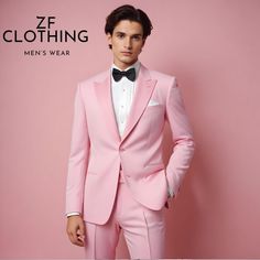 Men Suits Stylish Light Pink 2 Piece Tuxedo For Men - Classic Formal Attire- Versatile Tailored Suit-  Wedding Suits-Bespoke For Men, ZF Item Include (Coat+  Pant) Fabric:- Imported, Premium Color:-Pink Color Lapel :- Pink Color Pant :-  Pink Dry Clean Recommended The suit is for wedding, Party, Proms, and Many Occasions. We make the suit according to our Standard size chart, If you are not sure about your size/measurement,  please give your body measurement in inches, so we make perfect suit fo Pink Tuxedo Men, Pink Tuxedo, Tailored Suit, Body Measurement, Men Classic, Pink Suit, Premium Colors, Tuxedo For Men, Colored Pants