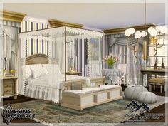 an image of a bedroom setting with furniture