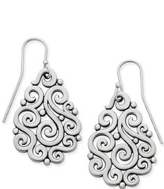 Reminiscent of patterns found in Spanish architecture, the graceful motif of scrolling lines affords the distinction of the old world style while providing a look that is contemporary for today.Sterling silverfish wire closureapprox. 1.13" dropMade in USA. Elegant Artistic Design Drop Earrings, Elegant Artistic Drop Earrings Jewelry, Elegant Artistic Drop Earrings, Elegant Swirl Earrings, Elegant White Jewelry With Artistic Design, Elegant Swirl Shaped Pierced Earrings, Sterling Silver Jewelry Earrings, Spanish Architecture, Old World Style