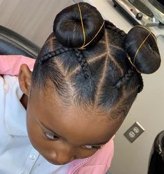 Double Bun Natural Hairstyle Black Kids Short Hair Daughter Hairstyles, Childrens Hairstyles