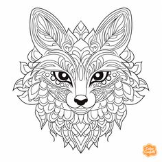 illustration of Kawaii fox mandala coloring fun Fox Mandala, Color Images, Dog Images