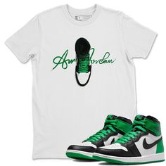 Free domestic shipping on all orders over $60! Get the best deals on sneaker tee when you shop the largest online selection at Drip Gear Zone. Caligraphy Shoe Lace t-shirt design was made to superbly match your kicks. Shop our Drip Gear Zone Lucky Green sneaker tees collection now to find the best sneaker shirts and Jordan outfits. We have a lot of high-quality sneaker match shirts and more. 100% Cotton [Black,White] 90% Cotton / 10% Polyester [Heather Grey] 50% Cotton / 50% Polyester [Safety Green] Hoodie/Sweatshirt - 80% Cotton / 20% Polyester Green Urban T-shirt With Logo Print, Green Crew Neck Shirt For Streetwear, Green Letter Print Shirt For Streetwear, Green Graphic Tee For Streetwear, Green Graphic Tee Shirt For Streetwear, Green Branded T-shirt For Streetwear, Green Branding T-shirt For Streetwear, Green Screen Print Shirt For Streetwear, Built Different