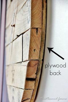 a close up of a piece of wood with an arrow pointing to the back side