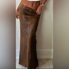 Non Stretch Faux Leather Long Skirt Leather Long Skirt, Long Leather Skirt, Brown Leather Skirt, Madewell Skirt, Faux Leather Pencil Skirt, Overlay Skirt, Stretch Pencil Skirt, Wool Pencil Skirt, Long Skirts For Women