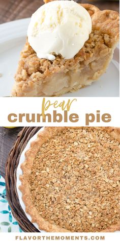 two pictures with different types of pies and the words real crumble pie