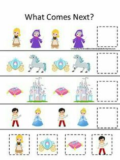 the worksheet is filled with pictures of princesses and prince's castle