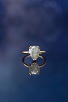 Mounting Only - Hit The "Select Your Stone" Above To Select A Center Stone That... Pepper Diamond Engagement Ring, Salt Pepper Diamond, Pear Cut Engagement Rings, Staghead Designs, Claw Prong, Pepper Diamond, Ceramic Rings, Detailed Ring, Rose Gold Engagement