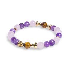 Handcrafted on a tension tested stretch cord with authentic Rose Quartz, Amethyst, and Tiger's Eye gemstones. Ancient Mesopotamia, Roman Soldiers, Tiger Eye Bracelet, Tigers Eye Gemstone, Ancient Romans, Tiger's Eye, Storage Pouch, Tiger Eye, Bracelets For Men