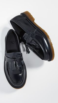 Dr. Martens Adrian Tassel Loafers | EAST DANE Formal Flat Leather Tassel Loafers, Formal Tassel Loafers With Flat Leather Footbed, Flat Tassel Loafers With Rubber Sole For Work, Classic Flat Tassel Loafers With Brogue Detailing, Formal Flat Tassel Loafers With Rubber Sole, Dr Martens Loafers, Best Sandals For Men, Formal Flats, Dr Martens Adrian