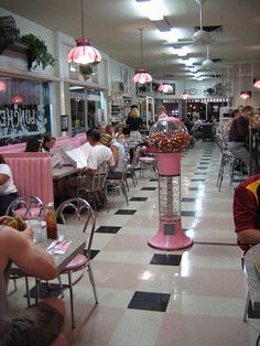 The 50s Aesthetic, Pink Diner, Diner 50s, American Diners, Pink Restaurant, 1950s Aesthetic, 50s Vibes, Diner Aesthetic, 1950s Diner