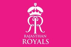 the logo for raasthan royals, which is pink with white letters and a crown on