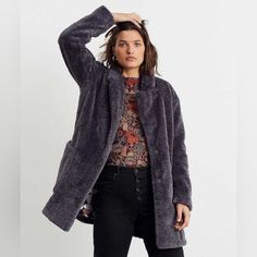 Brand New With Tags, Never Worn, No Defects. Sold Out In Stores And Har To Find On These Color And Size. Anthropologie X Maeve Lisanne Faux Fur Coat. Women’s Sz Large. Color Dark Grey/ Grape. Product Details On Last Photo. Make Offers!! Chic Purple Fall Outerwear, Bear Fur Coat, Faux Suede Moto Jacket, Womens Faux Fur Coat, Green Utility Jacket, Velour Hoodie, Stylish Coat, Anthropologie Jacket, Fur Coats Women