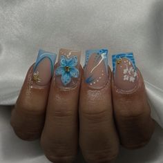 jackiiie.beautyy on ig! #nails #naildesign Nail Coffin Design Ideas, Stitch Birthday Nails, Simple Blue Nail Designs Short, Cute Nail Inspo Square, Under The Sea Nails Acrylic, Blue Butterfly Nails Short, Cute Short Nails Blue, Blue Short Nails Design, Cute Basic Nail Designs