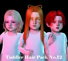 Toddler Hair Pack No.12 | Sunivaa Toddler Hair Sims 4, Sims 4 Children, Hair Pack, Sims 4 Toddler, Sims 1, Hair Collection, The Sims4, Toddler Hair