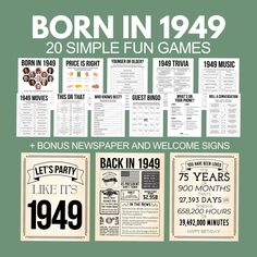 a poster with the words born in 949 and then it's forty years