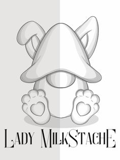 the logo for lady milkstachee is shown in black and white, with an image of a mushroom on it