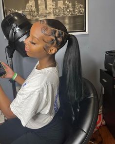 Hair Inspo Ponytail, Style Ponytail, Sleek Braided Ponytail, Wigs Hairstyles, Black Ponytail Hairstyles, Quick Braided Hairstyles