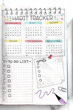 Looking to add a habit tracker to your bullet journal!? Check out these September layouts and spreads for inspiration! #bujo #habittracker #bulletjournal #bujoideas Bullet Journal Tracker Ideas Layout, Paw Patrol Torte, Bullet Journal Work, Creating A Bullet Journal, Bullet Journal Mood Tracker Ideas