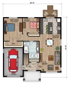 the floor plan for a two bedroom apartment with an attached kitchen and living room area