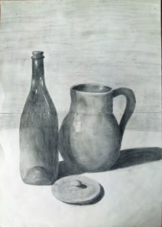 a drawing of two vases next to each other