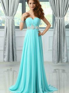 Blue Chiffon Prom Gown, Blue Chiffon Gown For Prom, Blue Chiffon Gown For Prom Season, Blue Chiffon Gown With Sweep Train, Blue Chiffon Evening Dress For Banquet, Blue Chiffon Evening Dress For Prom, Blue Chiffon Bridesmaid Dress For Prom Season, Blue Floor-length Chiffon Bridesmaid Dress, Blue Chiffon Floor-length Dress For Banquet