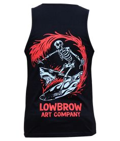 Bloody Waters Mens Tank 100% Cotton Black Shirt Double Sided Print Made in the USA By: Black Market Art Company Artist: Adi Online Exclusive Item- *Order & Select 'Pick-Up' to pick-up in our Long Beach location!* Black Crew Neck Surfing Top, Black Crew Neck Top For Surfing, Beach Location, Market Art, Mens Tank, Lowbrow Art, Long Beach, Water Tank, Print Making