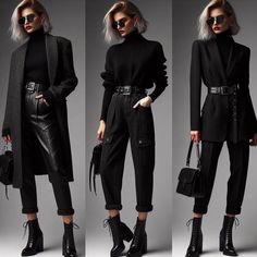 Black Rock Outfits For Women, Comfy Rocker Outfits, Edgy Fancy Outfit, Beatnik Fashion Women, Goth Clothing Women, Rock Classy Outfit, Corporate Rock Outfits, Rock Female Outfit, Smart Casual Edgy Outfit