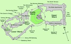 a map showing the location of middle ward and upper ward, with locations marked in green