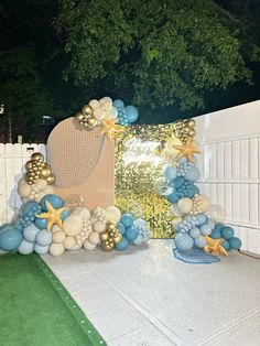 Under The Sea Balloon Decorations Ocean Themes, Sea Bday Theme, Beach Hoco Theme, Elegant Ocean Theme Party, Mermaid Graduation Party, 16 Birthday Pool Party Ideas, Under The Sea Sweet 16 Ideas, Under The Sea Hoco Theme, Ocean Balloon Arch