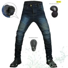 Revolution 13 Winter Waterproof Riding Jeans with CE Certified Protectors is motorcycle ready for cold weather, while at the same time, being spot on when it comes to fashion trends. The stretchable polyester and cotton fabrics used in the jeans mix into the perfect blend of utility and comfort. CE Certified Knee Hip Protective Pads ⇨ The knee and hip pads are detachable and easy to mount. Insert them into their special pockets for added protection on the road. Reinforced Stitching ⇨ The pants f Motorcycle Riding Jeans, Heated Clothing, Riding Jeans, Heated Gloves, Hip Pads, Moto Jeans, Motorcycle Riding, Riding Motorcycle, Neck Gaiter