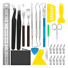 PRICES MAY VARY. 🏅VALUABLE PACKAGE CONTENT: This professional set includes 2pc tweezers, 4pc scrapper and 3pc hooks or picks, 1 stainless steel ruler 1pc blue hobby knife with safety cap, and 10pc 11#replacement knife blades.2pc Tweezers 1pc Stainless steel scissors.2pc Spatula1pc A5 black zipper bag. For easy store and carry save space. Get it all in one bag. Perfect for beginners and professional persons. 💪HIGH QUALITY: This tool is made of stainless steel, free from rust and corrosion, stro Scrapbooking Tools, Homemade Greeting Cards, Weeding Tools, Art & Craft Kit, Purple Rose, Diy Homemade, Vinyl Crafts, Mod Podge, Art Tools