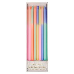 six pastey colored straws in a box