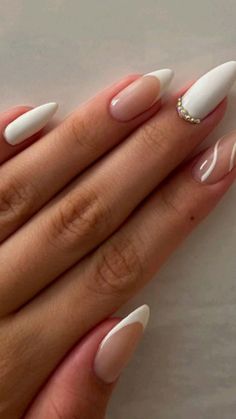 Basic Nails, White Nail Designs, Soft Nails, Classy Nails, Cute Acrylic Nails, Wedding Nails, Almond Nails