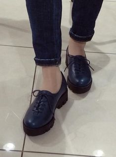 Women's Leather shoes Navy blue oxfords Women shoes Laceup platform oxfords Custom shoes Blue Oxford Shoes, Oxfords Women, Platform Oxfords, Leather Baby Moccasins, Women's Leather Shoes, Rolled Up Jeans, Oxford Platform, Leather Baby, Women Oxford Shoes