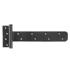 a black metal door handle with holes on the front and back of it's hinge