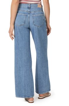 Weekend-ready wide-leg jeans get casual-chic style from a tie at the high waist and medium-wash PAIGE Vintage denim with a soft, broken-in feel. 31" inseam; 24" leg opening; 11" front rise; 15" back rise (size 29) Zip fly with button and drawstring closure Five-pocket style 60% cotton, 40% lyocell Machine wash, tumble dry Imported Wide-leg Jeans For Work In Medium Wash, Medium Wash Wide-leg Flare Jeans For Work, Wide Leg Medium Wash Jeans For Work, High Rise Flare Jeans In Medium Wash For Work, Spring Wide Leg Rigid Denim Flare Jeans, Spring Wide Leg Rigid Denim Jeans, Spring Workwear Flare Jeans In Rigid Denim, Spring Wide Leg Cropped Jeans In Rigid Denim, Light Wash Wide Leg Flare Jeans For Work