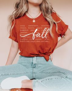 Fall Words Shirt, Women's Fall Shirt, Autumn Shirt, Hello Fall T-Shirt, Thanksgiving Tee, Fall Graphic Tees, Comfort Colors Shirt We design trendy sweatshirts that you can use in every important day of your life. We produce beautiful and quality designs that can be used in all kinds of activities that you will do with your family or friends. These designs will offer you and your environment a unique complement. We are very excited to bring you our high quality and soft, trendy sweatshirt. Every Puff Vinyl Shirt Ideas Fall, Fall Slogan T-shirt For Everyday Wear, Fall Casual T-shirt With Custom Text, Inspirational Cotton T-shirt For Fall, Casual Fall T-shirt With Text Print, Fall Graphic Tees, Cheap Fall T-shirt With Text Print, Trendy Sweatshirts, Sweatshirt Colors