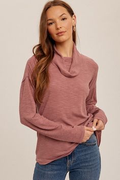 Casual Funnel Neck Long Sleeve Top For Fall, Fall Funnel Neck Top With Ribbed Neckline, Cowl Neck, Casual Tops, Casual Fashion, Spandex, Fabric