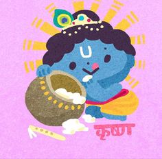 an illustration of a little boy holding a coconut in his hand and wearing a crown