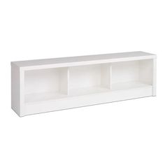 a white shelf with three shelves on each side and two open compartments in the middle