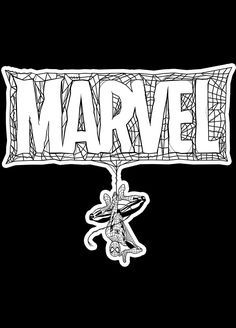 a black and white drawing of the word marvel