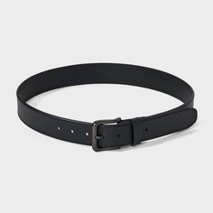 Accessorize your casual or dressier wardrobe with this Wide Casual Belt from Goodfellow & Co™. This wide belt is made from 100% flat leather material for a comfortable and classic look. It also has a shiny silver buckle closure to complete the classy look and allows you to get a customized fit with multiple holes and loop. Pair with any of your pants to feel great all day. Goodfellow & Co™: Where style & fit are always in good company. Black Casual Business Belt, Black Casual Belt For Business, Black Business-casual Belt, Casual Leather Belt Buckles For Workwear, Adjustable Leather Belt, Adjustable Casual Belt For Workwear, Casual Leather Belts And Suspenders, Casual Leather Belts For Business, Casual Leather Belt For Business