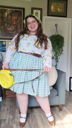 Cozy plus cottagecore lemon fit! Base dress I made from a thrifted sheet lemon shirt is from f21 belt is just walmart bag I made thift shoes no label crochet headband by me Kidcore Plus Size, Plus Size Princesscore, Cottagecore Outfit Plus Size, Cool Comfy Outfits, Plus Cottagecore, Whimsical Style Outfits, Big Girl Outfits, Plus Size Cottagecore Fashion, Aesthetic Clothes Plus Size