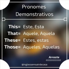 an advertisement with the words pronomes demonstrativos in spanish and english