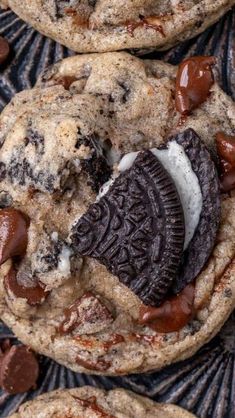 chocolate chip cookies with an oreo on top