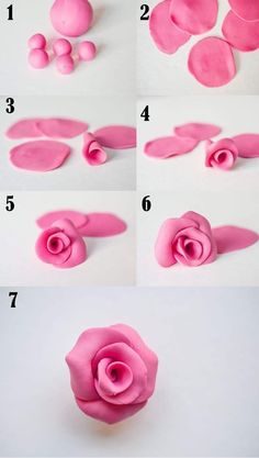 step by step instructions on how to make fondant rose flowers for cake decorating