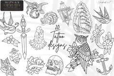 an image of some tattoos and other things on the back of a sheet of paper