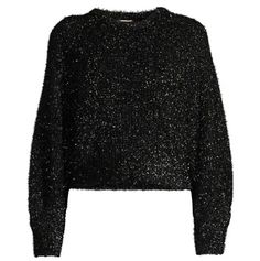 Metallic Tinsel Sweater Crewneck Long Sleeves Pullover Style 54% Polyester/46% Metallic Hand Wash Imported Tinsel Sweater, Party Sweaters, Elie Tahari, Long Puff Sleeves, Sweaters Crewneck, Wool Blend Sweater, Black Cardigan, Long Sleeve Pullover, Cashmere Sweaters